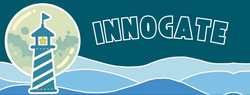 Logo InnoGate với ngọn hải đăng giữa biển
